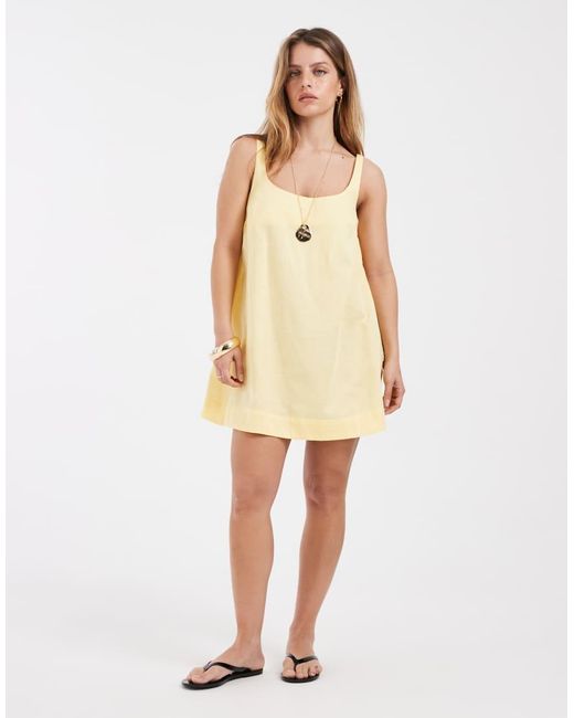 ASOS Natural Asos Design Petite Scoop Neck Mini Shift Dress