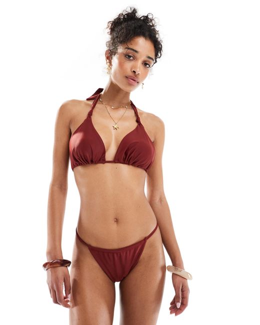 Miss Selfridge Red Mix And Match Thin Strap Side Bikini Bottom