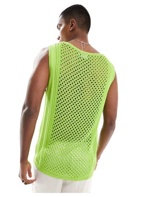 ASOS Green Open Knit Vest for men