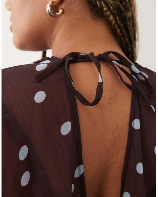 ASOS Brown Asos Design Curve High Neck Drape Front Extreme Cape Sleeve Mini Dress