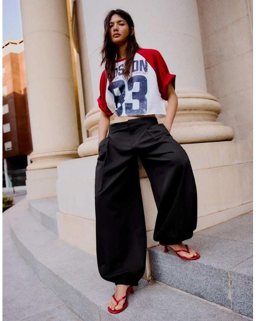 Bershka Black Tall Bloomer Trousers