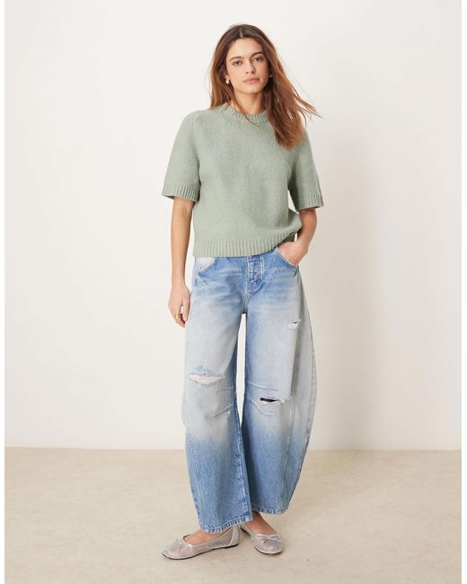 Top en maille à col v Abercrombie & Fitch en coloris Green