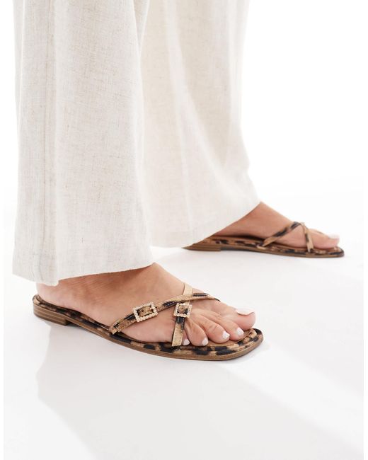 Raid White Lanah Strap Buckle Flat Sandals