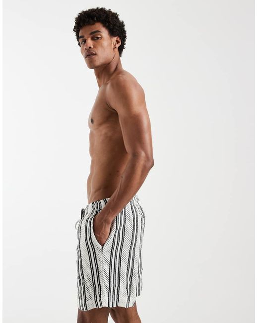 South Beach White Crochet Shorts for men