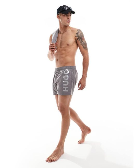 Boss Gray Hugo Swimwear Abas Swim Shorts for men