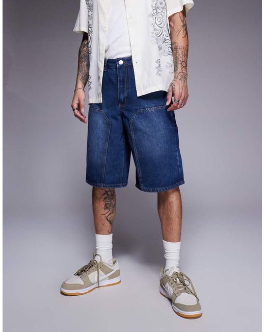 Pantalones Cortos Vaqueros Holgados De Estilo Carpintero De Liquor N Poker de hombre de color Blue