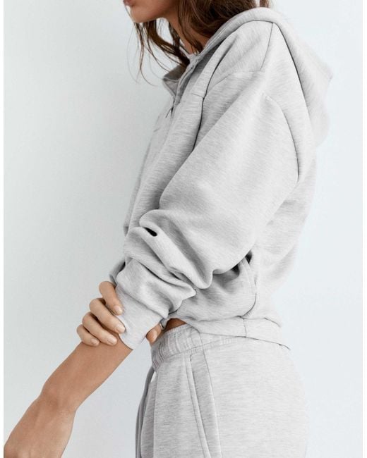 Pull&Bear Gray – bauschiger kapuzenpullover