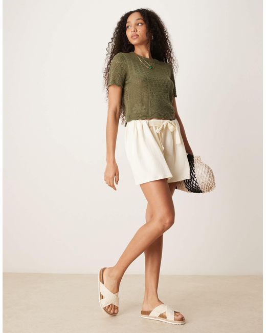 ASOS Green Patchwork Stitch Interest Knitted T-shirt