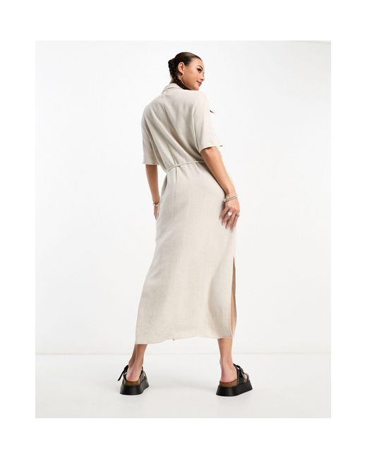 Corin - robe chemise mi-longue en lin mélangé - blanc cassé Weekday en  coloris Neutre | Lyst