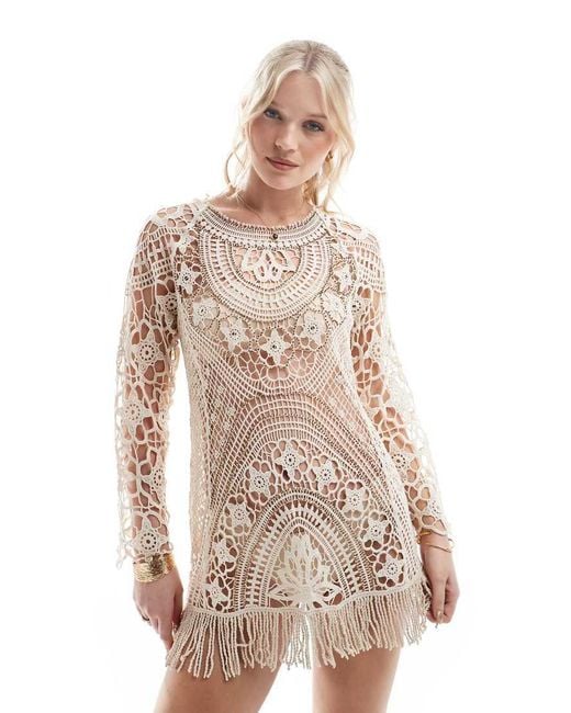River Island White Crochet Mini Dress