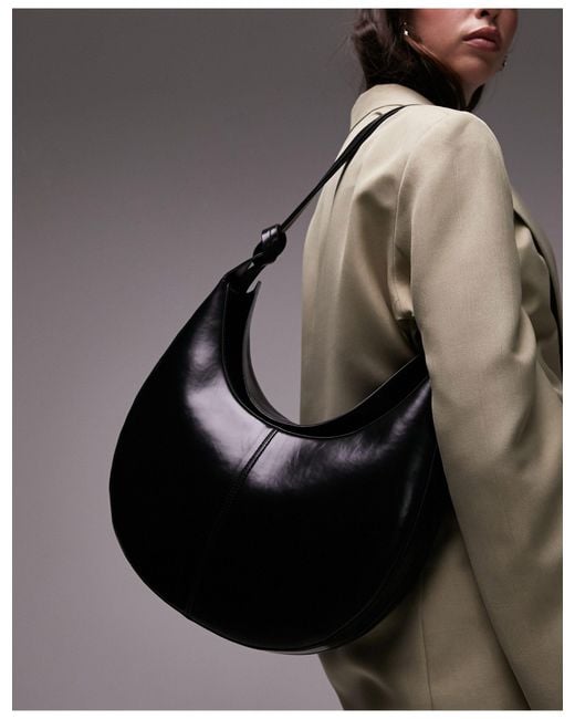 TOPSHOP Gray Stella Scoop Shoulder Bag With Knot Detail