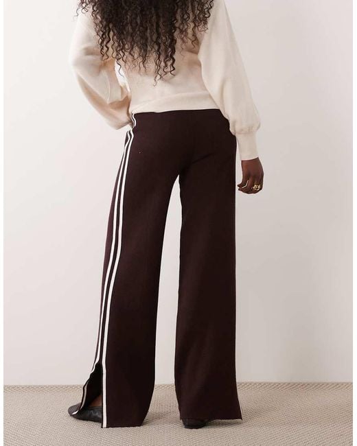 Mango Brown Side Stripe Knitted Trouser