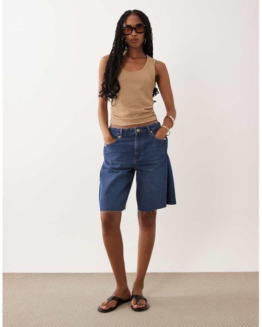ASOS Blue Textured Ruched Tank Top Co-Ord