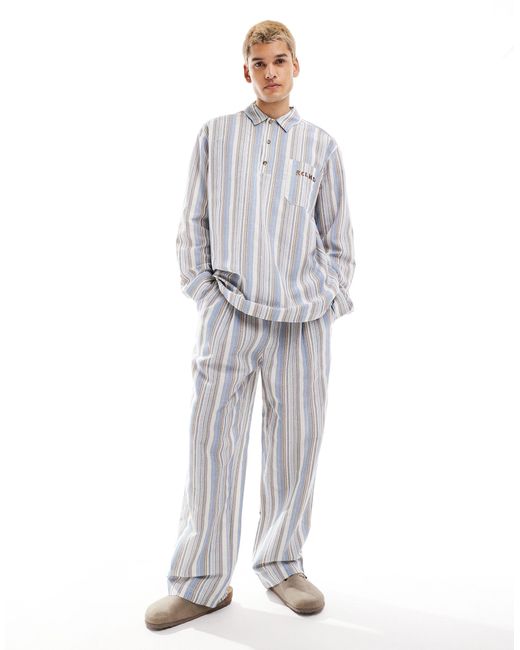 Pantalon d'ensemble texturé à rayures et à enfiler Reclaimed (vintage) pour homme en coloris Gray
