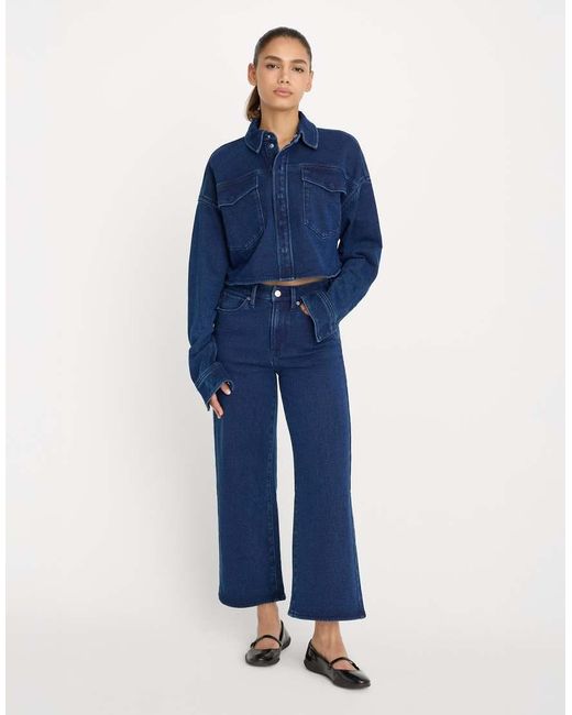 GOOD AMERICAN Blue Jeanius Cropped Jacket
