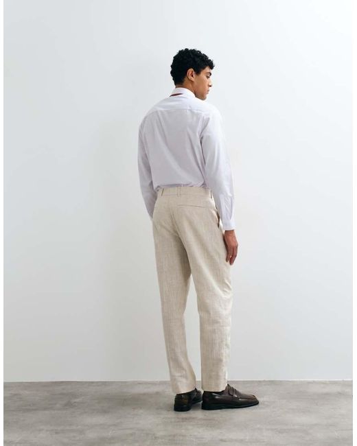 Abercrombie & Fitch White Crosshatch Straight Fit Suit Trousers Co-Ord for men