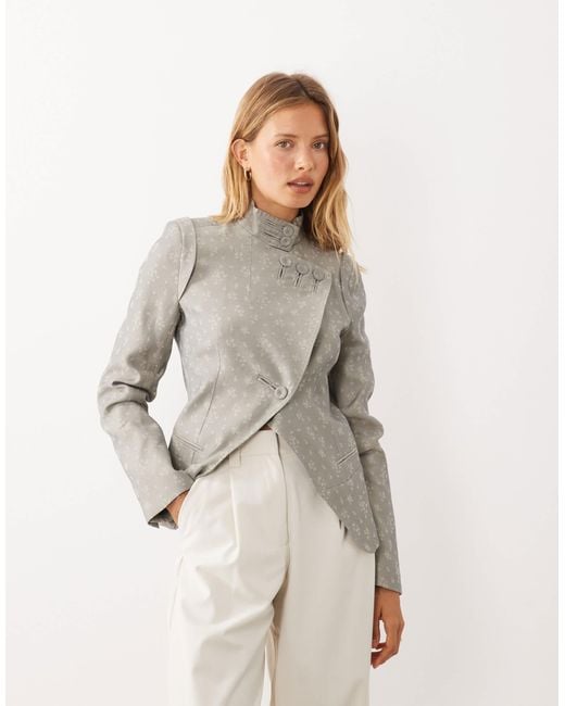 Mango Natural Funnel Neck Statement Jacket