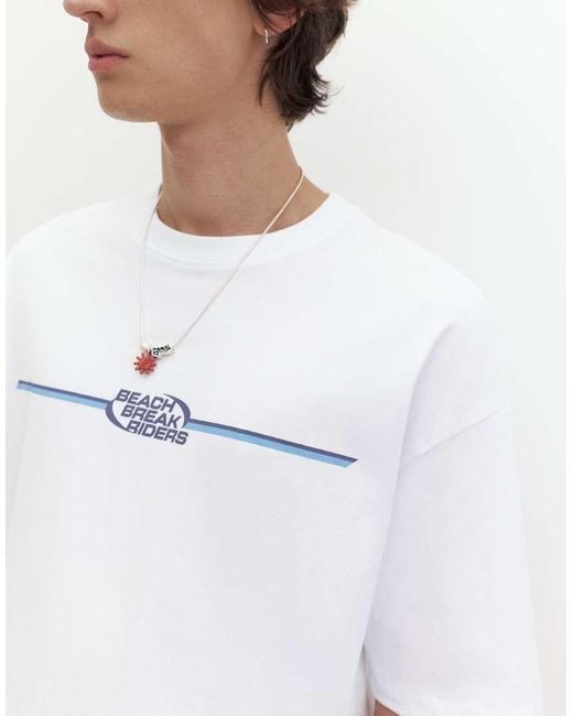 Pull&Bear White Stwd Beach Graphic T-Shirt for men