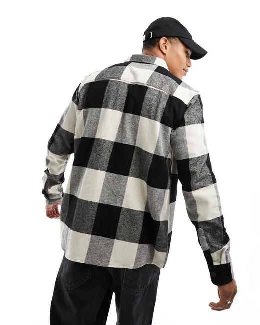 Only & Sons Black Buffalo Check Overshirt for men