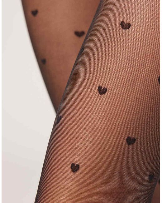 Calzedonia Pink Little Hearts 30 Denier Sheer Tights