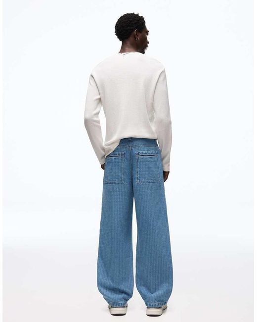 Bershka Blue Textured Jeans for men