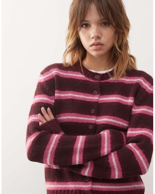 Monki Red Button Front Cardigan