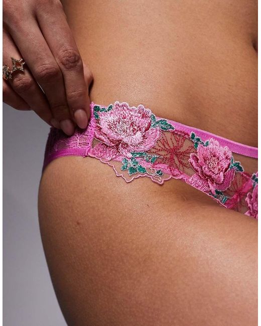 Ann Summers Pink Valentines Caged Rose Shimmer Brazilian Brief