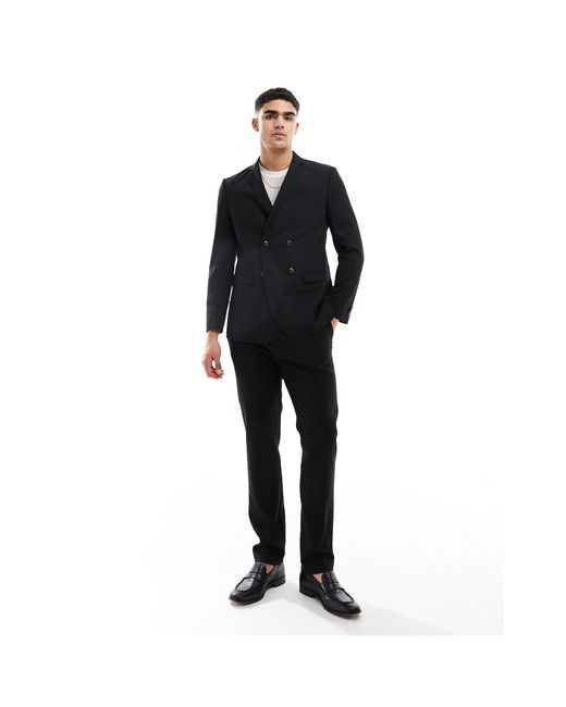 Jack & Jones Black Premium Double Breasted Suit Jacket for men