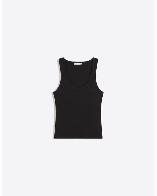 Bershka Black Basic Rib Vest Top