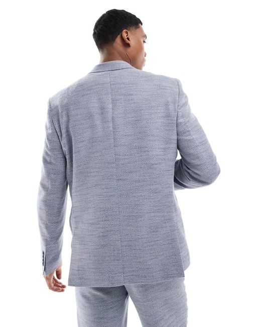 ASOS Blue Double Breasted Regular Suit Jacket for men