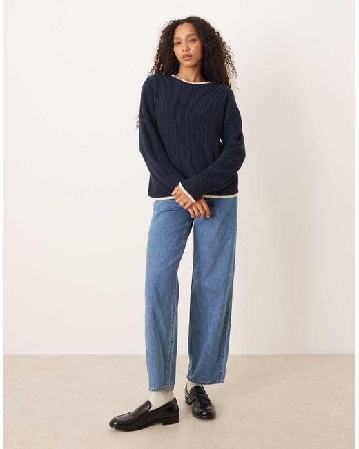 Jdy Blue Contrast Piping Jumper