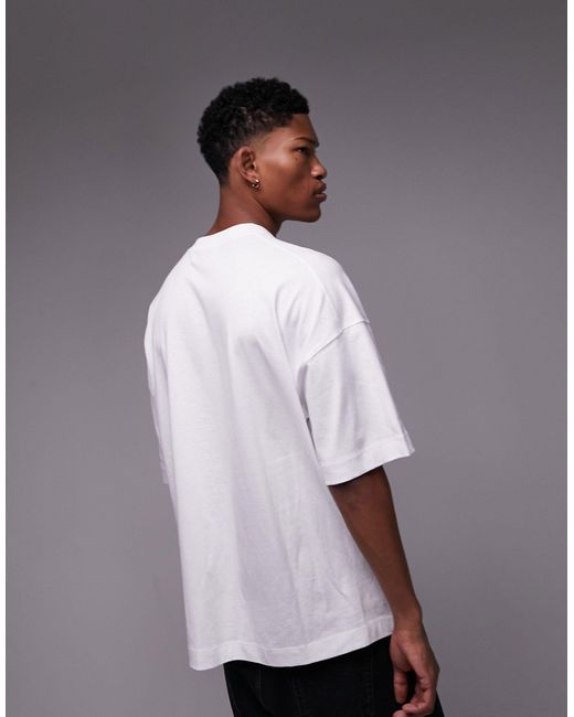 Camiseta blanca ultragrande con estampado floral dividido premium Topman de hombre de color Gray