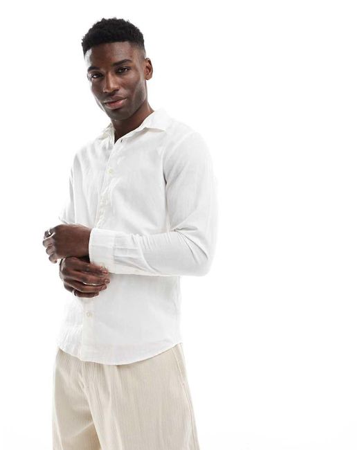 Jack & Jones Overhemd Van Linnenmix in het White voor heren