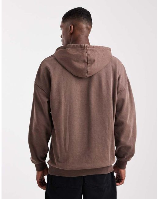 Felpa Con Cappuccio Scuro Con Stampa "Creative Works" di Only & Sons in Brown da Uomo