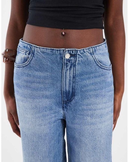 ASOS Blue Barrel Leg Jeans With No Waistband
