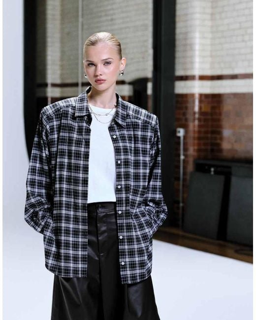 Lioness Black Notting Hill Cotton Oversized Shoulder Pad Detail Multiway Button Front Shirt