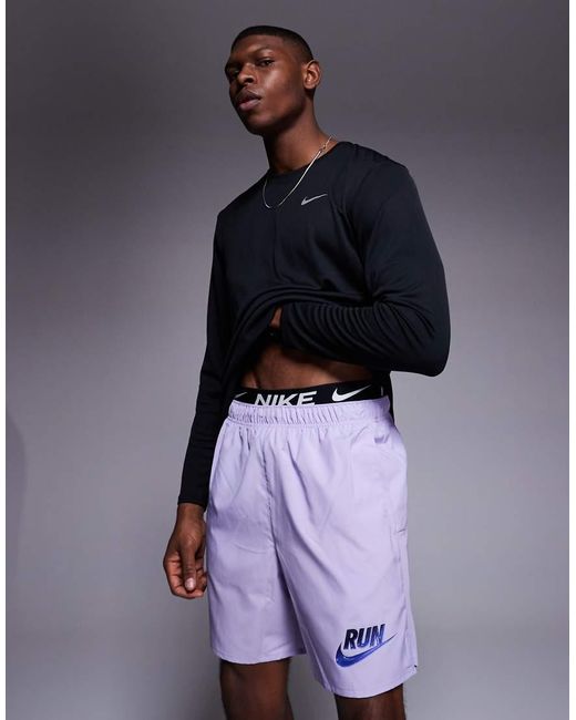 Pantalones Cortos De 7" Morados Dri-Fit Run Energy Challenger De -Azul Nike de hombre de color Blue