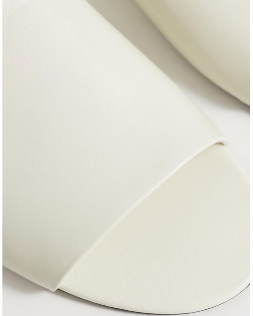 Mango White 100% Leather Flat Sandal