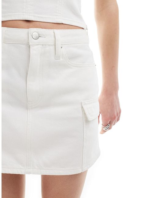 Calvin Klein White Co-ord Cargo Micro Mini Skirt