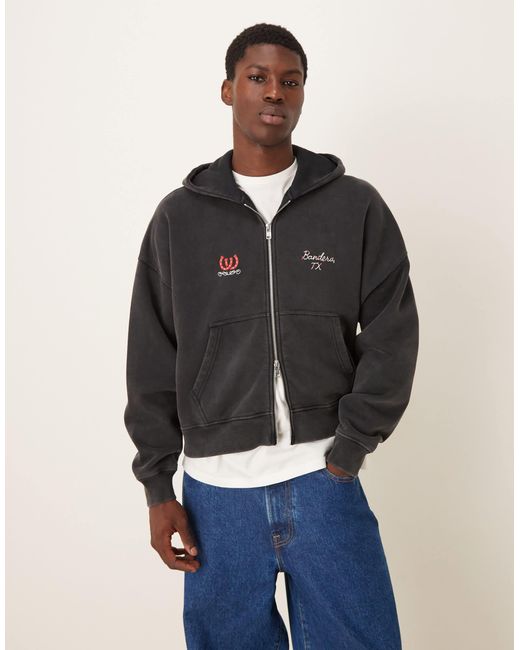 Sweat à capuche zippé avec motif western Abercrombie & Fitch pour homme en coloris Blue