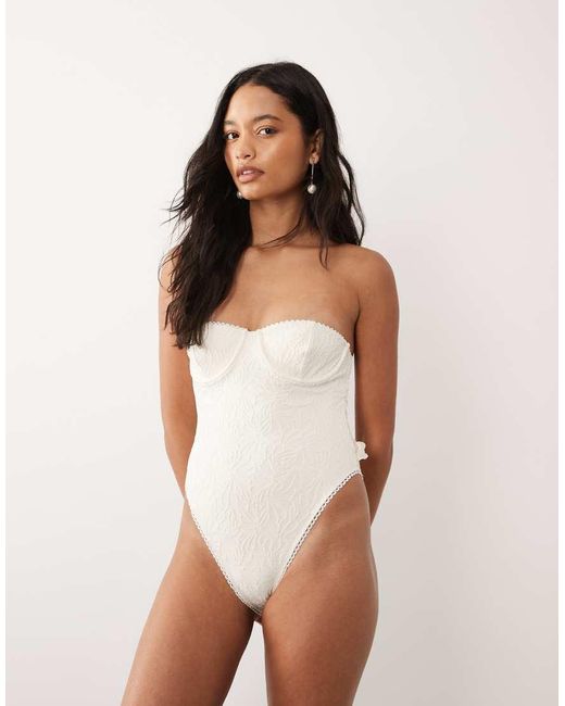 Dippin' Daisy's White Dippin Daisys Bridal Cutout Swimsuit With Bow Detail