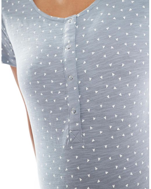 Mama.licious Blue Mamalicious Maternity Heart Print Nightgown With Nursing Function