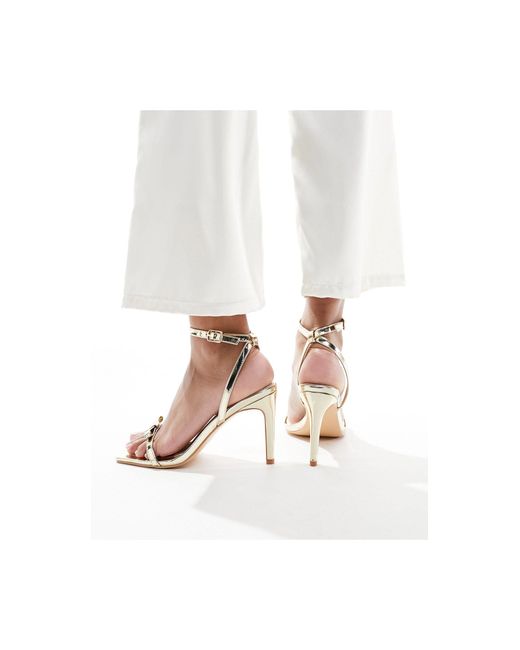 Glamorous White Bow Barely There Heeled Sandals