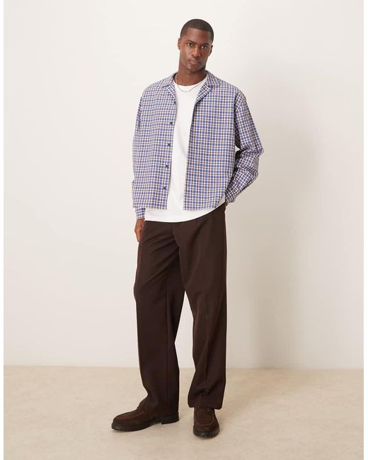 Camicia Oversize Squadrata Con Rever Blu A Quadri di ASOS in Purple da Uomo
