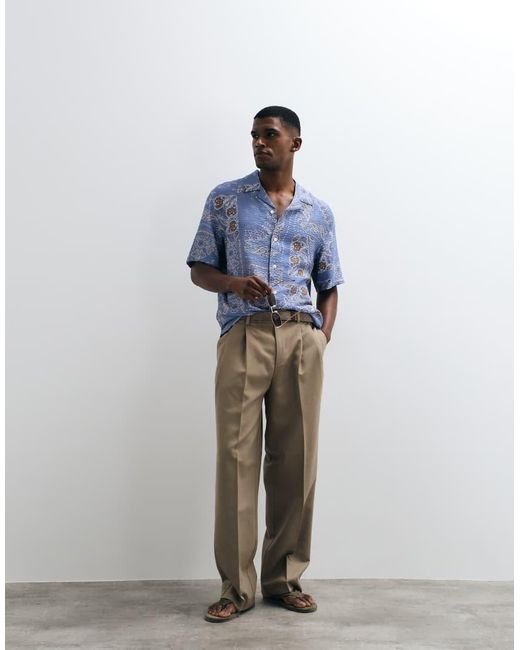 Camicia Con Stampa Cachemire Retrò di Mango in Blue da Uomo