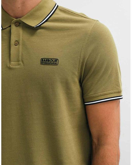 Barbour Green Evan Short Sleeve Tipped Polo Shirt for men