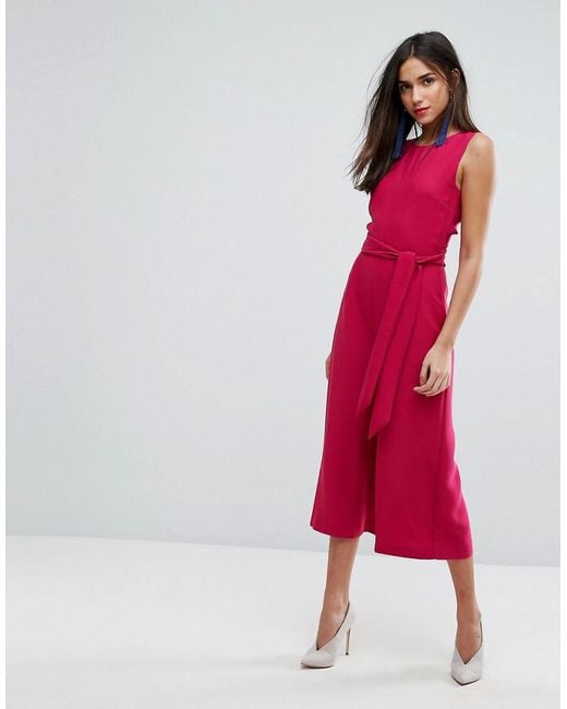 Warehouse Open Back Culotte Jumpsuit in Pink | Lyst Canada