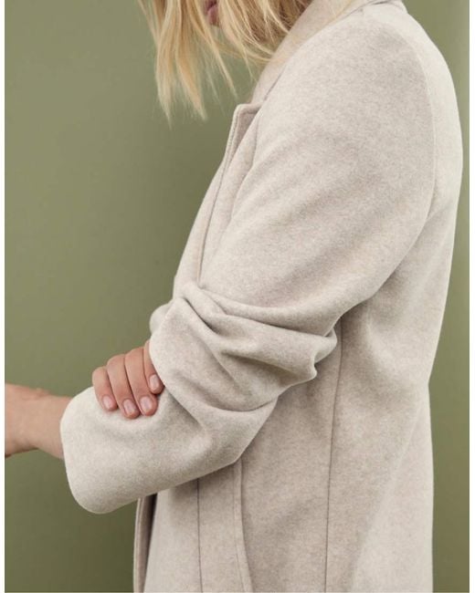 Stradivarius Natural Button Through Midi Coat