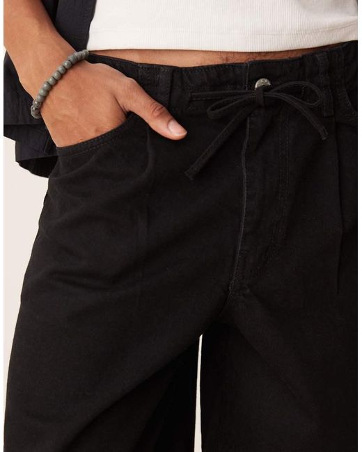 ASOS Halflange Denim Short Met Wijde Pijpen En Gestrikte Voorkant in het Natural voor heren