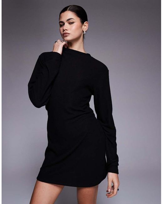 ASOS Blue Supersoft Asymmetric Angel Sleeve Mini Dress